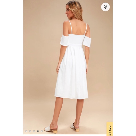 Lulu’s I’ve Got Love White Off The Shoulder Dress - Picture 4 of 5